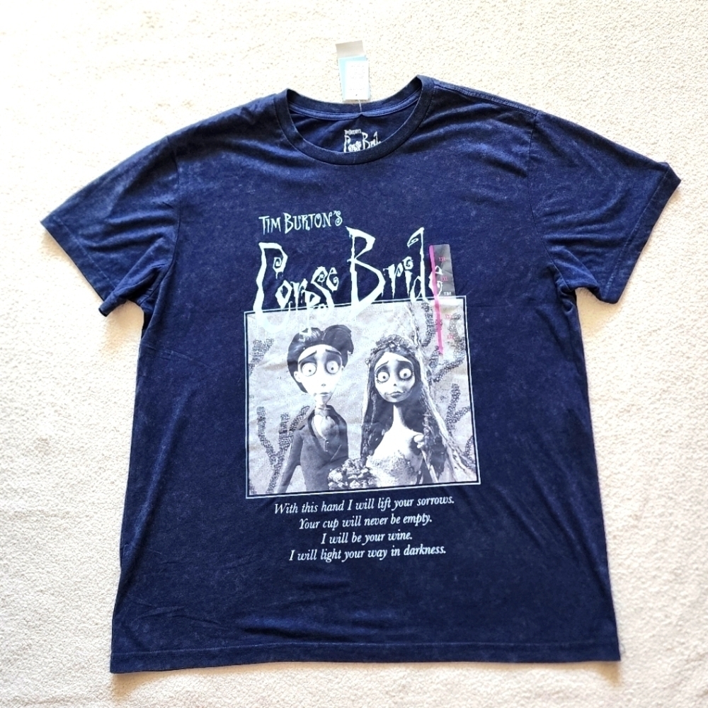 New Women's Corpse Bride Oversized Short Sleeve Graphic blue T-Shirt, size XXL